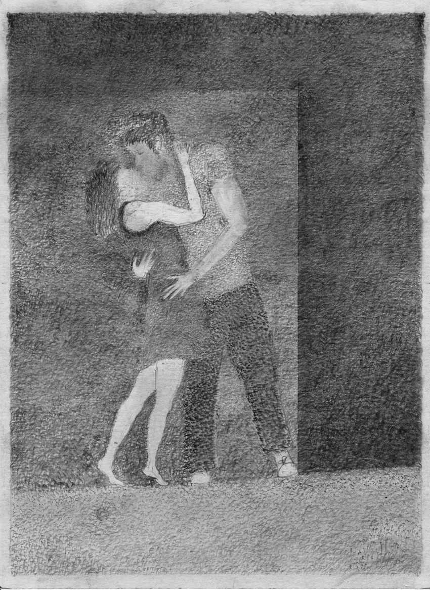Kissing Pencil Drawing