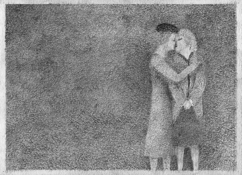 Kissing Pencil Drawing