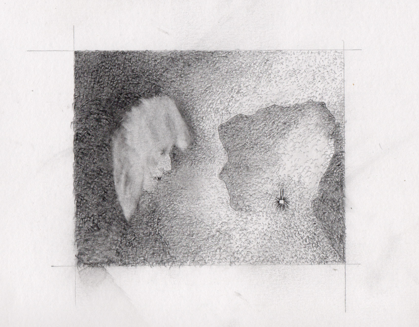 Pencil stipple drawing of 2 women