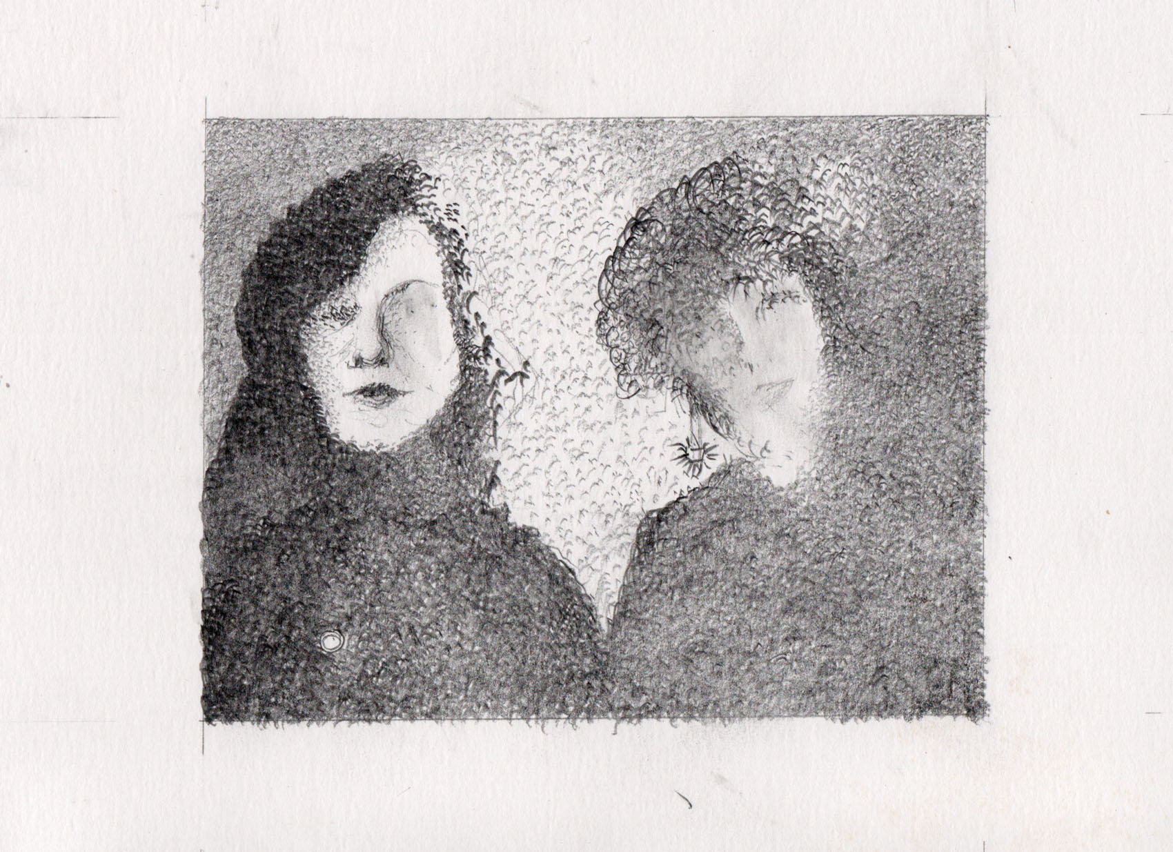 Woman drawing in graphite