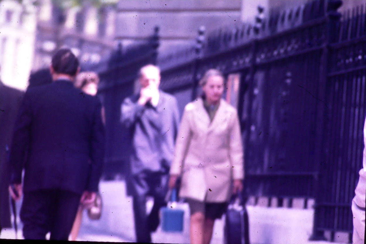 Blurry photo of street women.